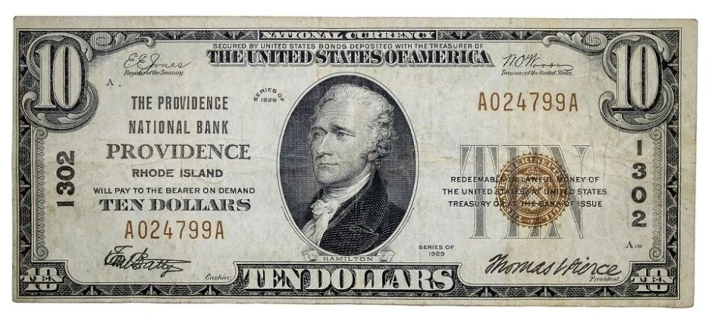 Rhode Island. Providence. VF Series 1929 $10