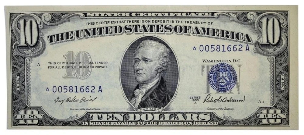 Choice Crisp AU 1953-A Star Note $10