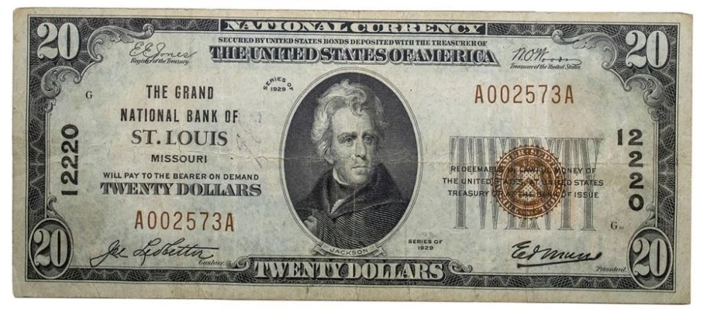 Missouri. St. Louis. VF Series 1929 $20