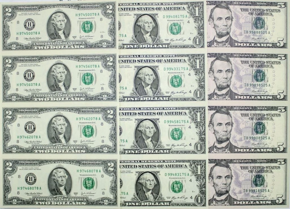 3 Mixed FRN 4 Note Uncut Sheets
