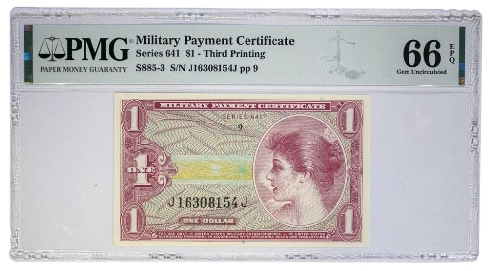 PMG Gem UNC-66 Series 641 $1 MPC
