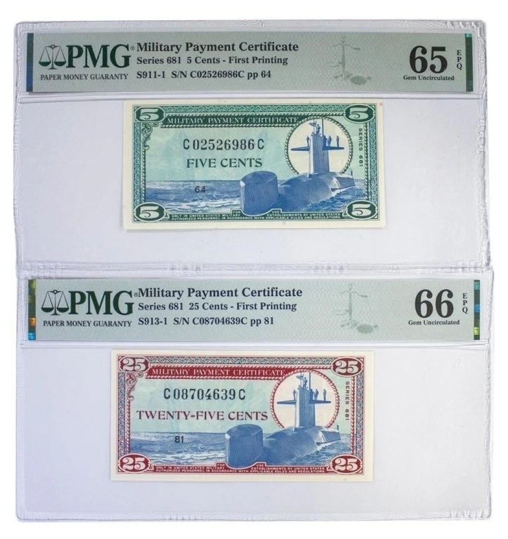 PMG Certified Military Payment Certificate Duo