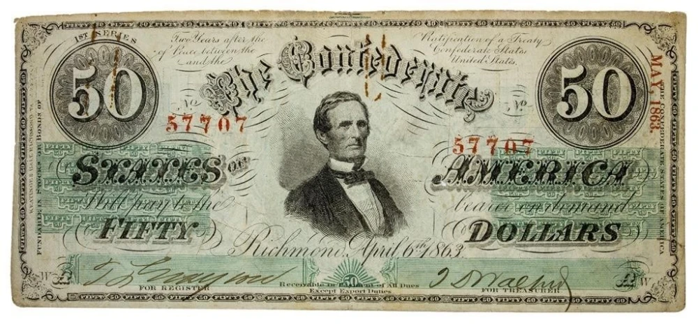 Confederate States. VF Series 1863 $50