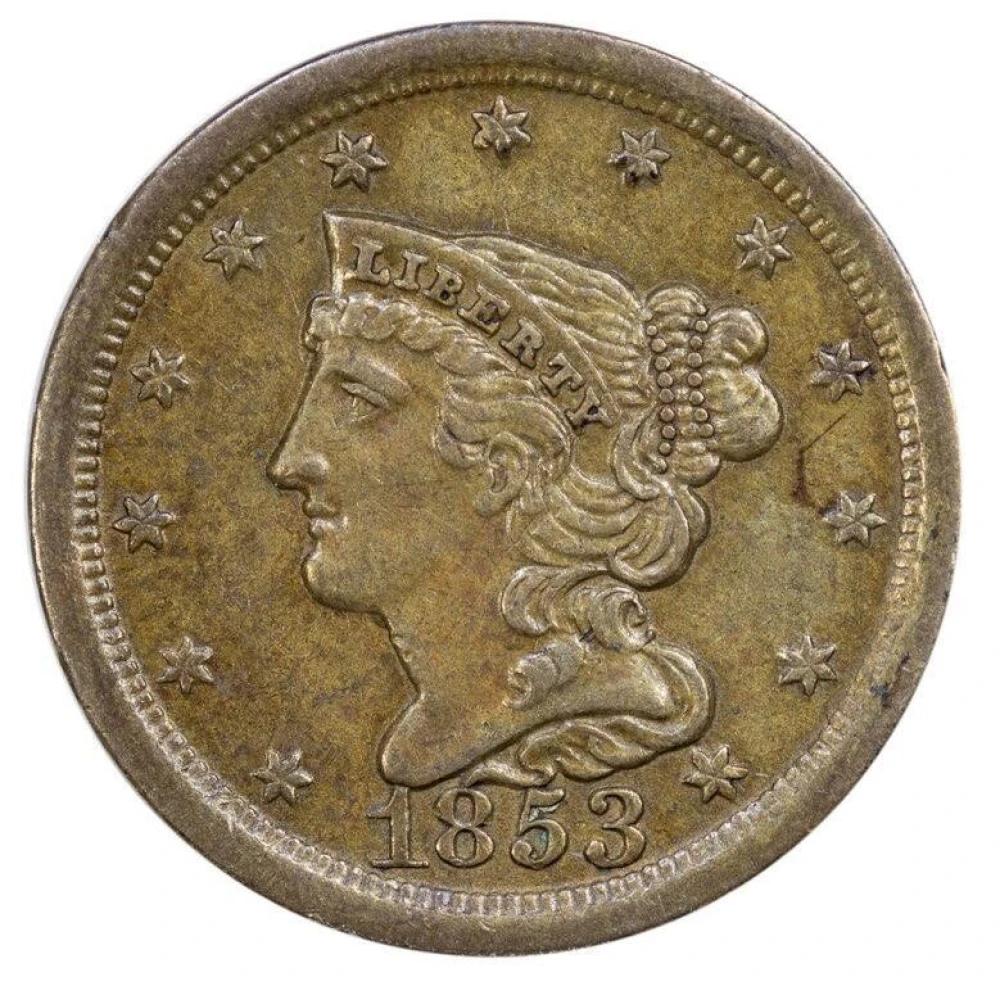 AU-50 Details 1853 Half Cent