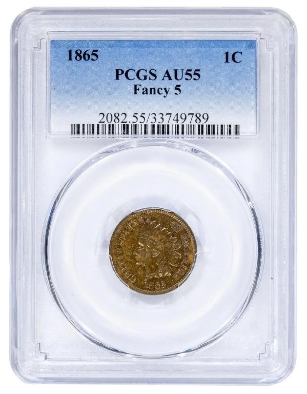 PCGS AU-55 1865 Indian Cent
