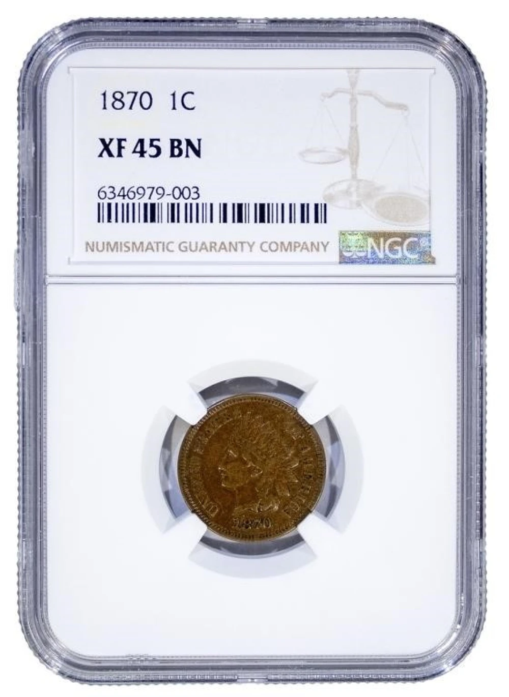 NGC EF-45 1870 Indian Cent