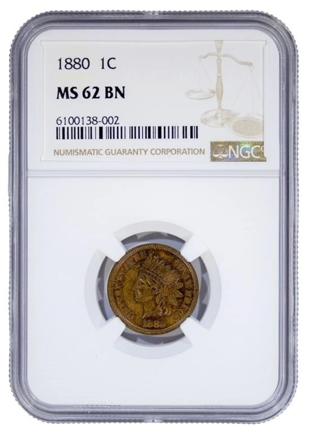 NGC MS-62 BN 1880 Indian Cent