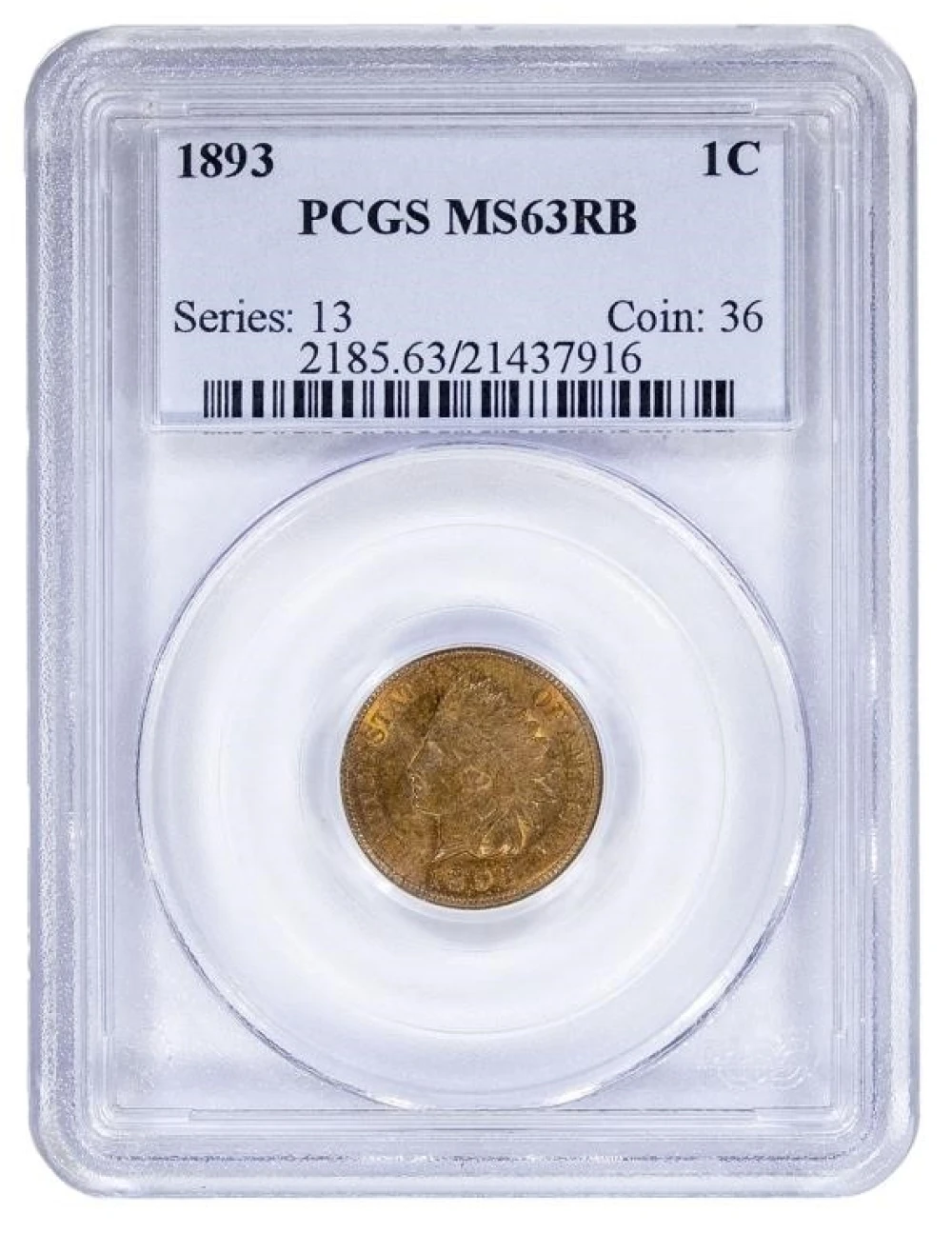 PCGS MS-63 RB 1893 Indian Cent