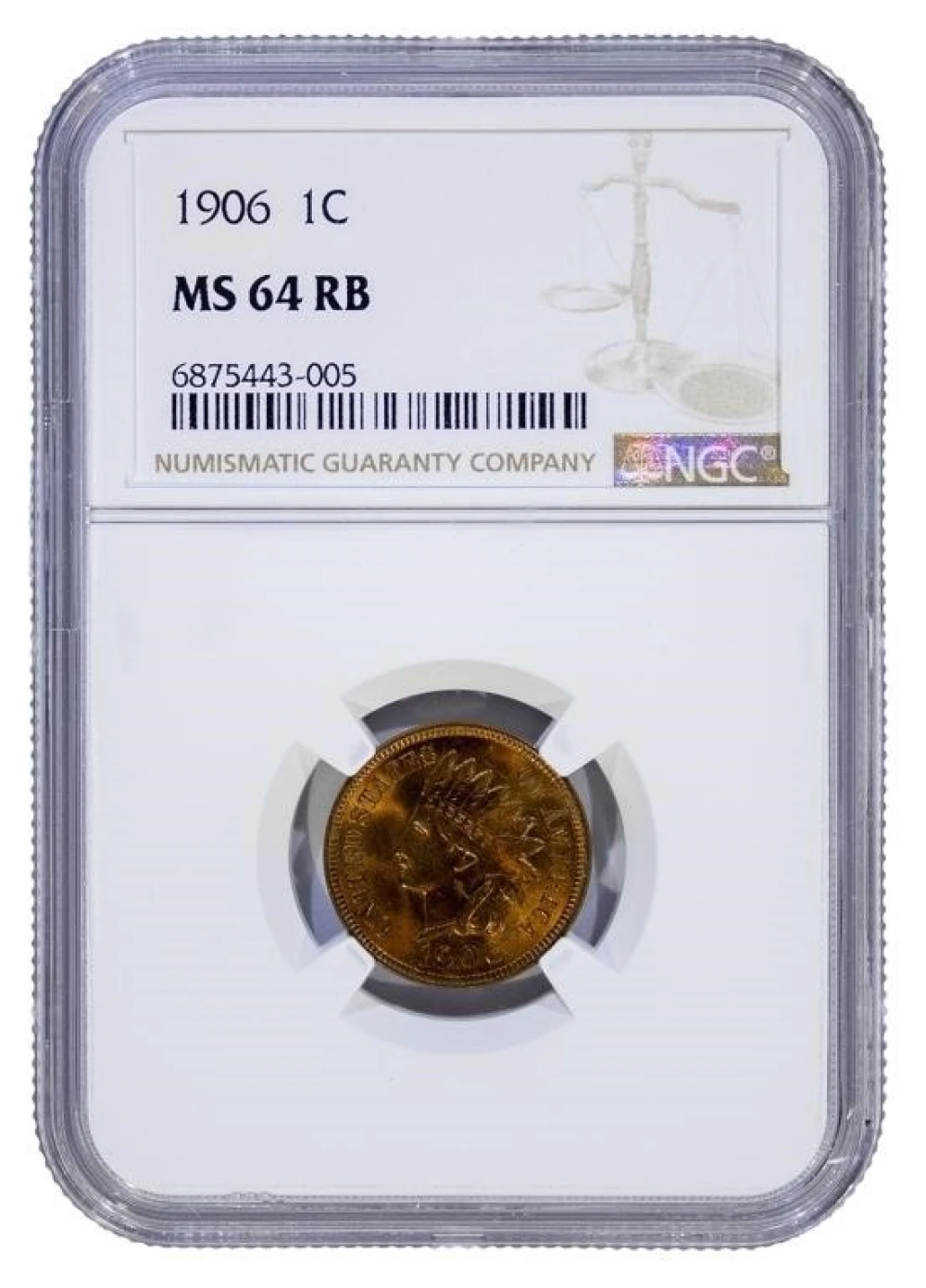 NGC MS-64 RB 1906 Indian Cent
