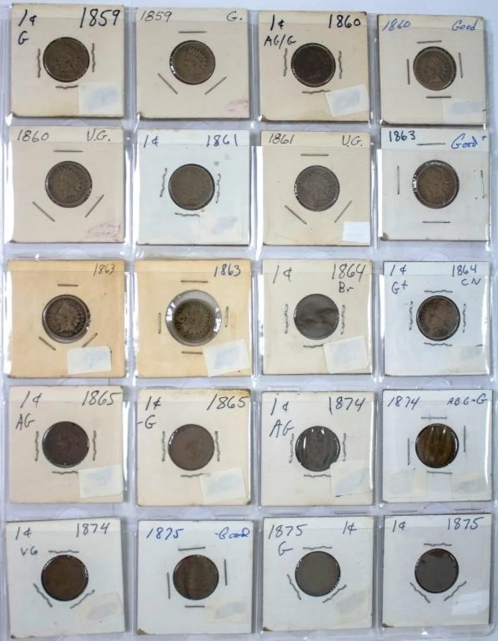 20 Pieces Better Date Indian Cents