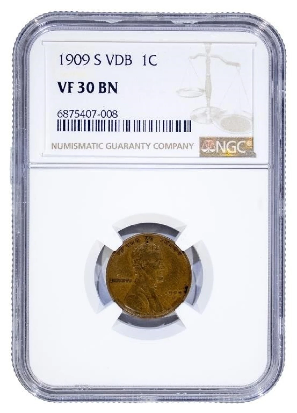 NGC VF-30 1909-S VDB Lincoln Cent