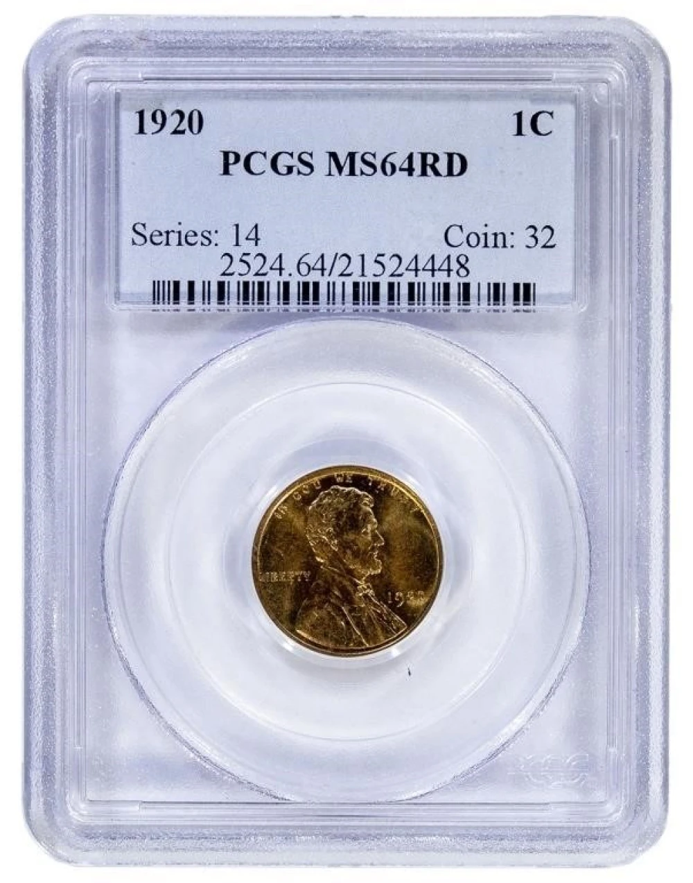 PCGS MS-64 RD 1920 Cent