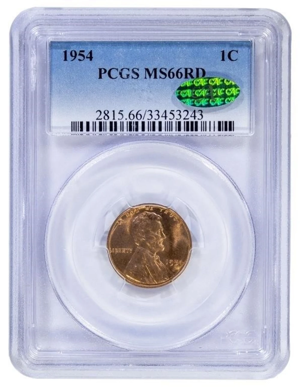 PCGS MS-66 RD CAC 1954 Cent