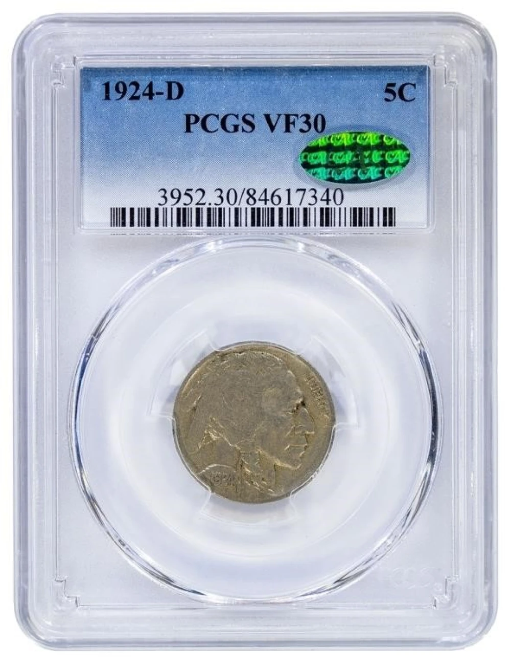 PCGS VF-30 CAC 1924-D Nickel