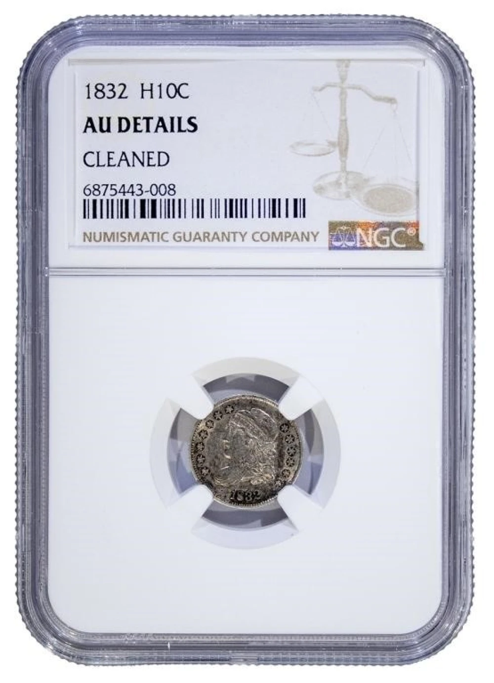 NGC AU Details 1832 Bust Half Dime