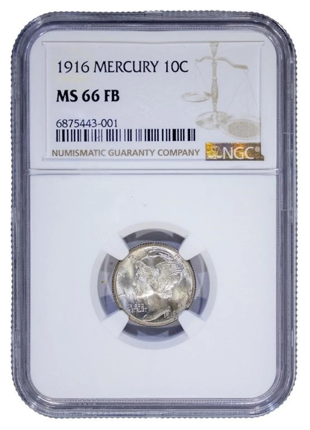 NGC MS-66 FB 1916 Mercury Dime
