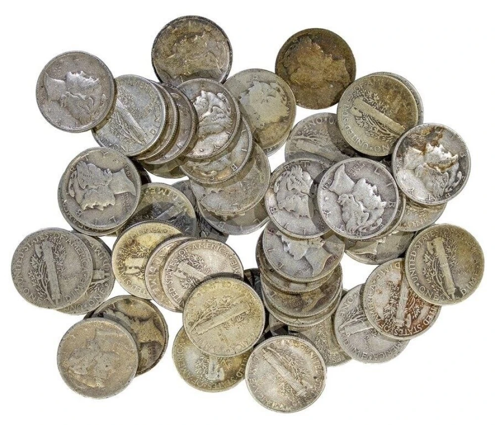 Roll of Circulated Mercury Dimes