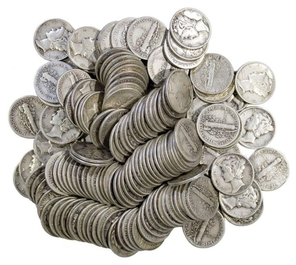 3 Rolls Of Circulated Mercury Dimes
