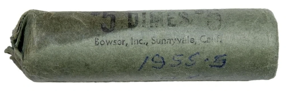 Bank Wrapped Roll of 1955-S Roosevelt Dimes