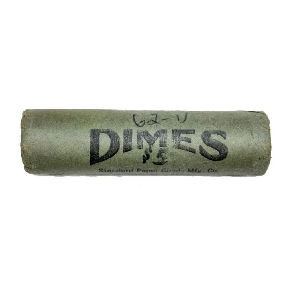 A 3rd Bank Wrapped Roll of 1962-D Roosevelt Dimes