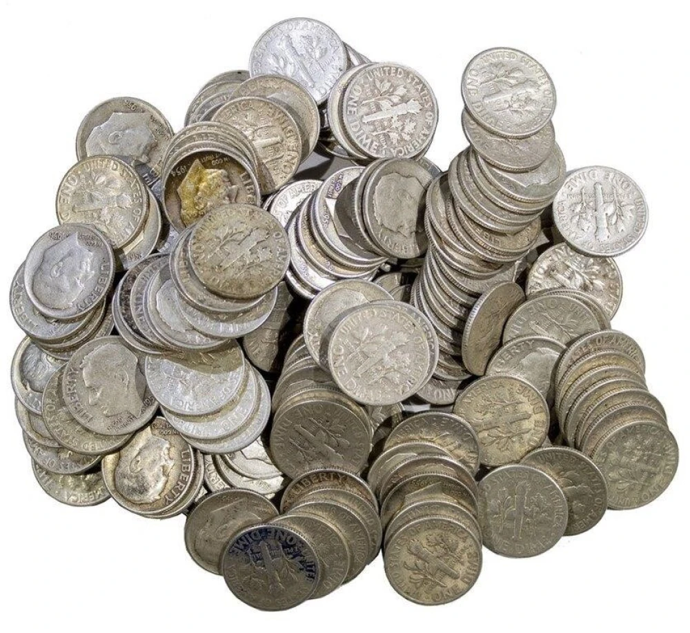 3 Rolls of Circulated Silver Roosevelt Dimes