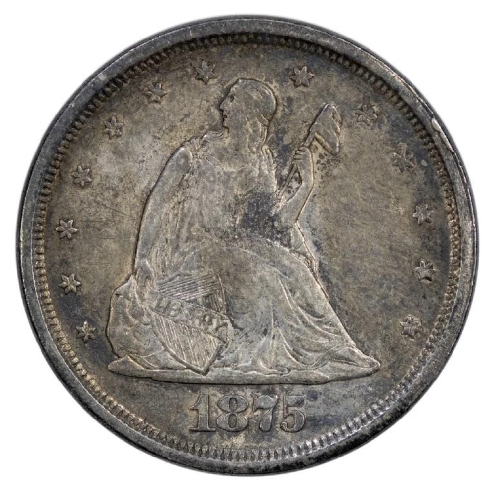 AU-58 1875-S Twenty-Cents
