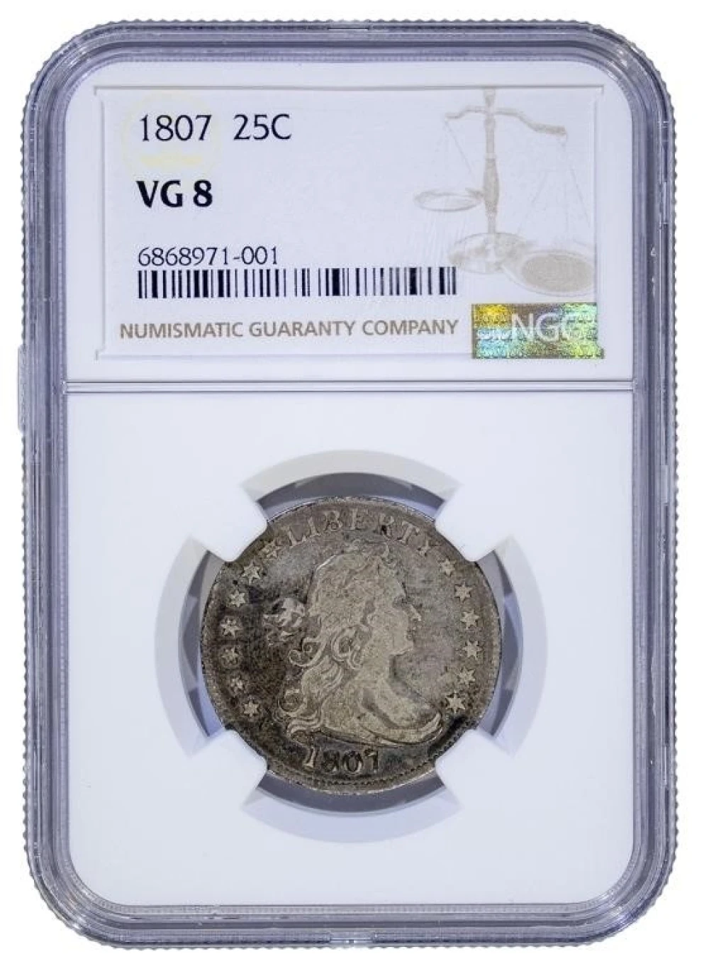 NGC VG-8 1807 Draped Bust Quarter