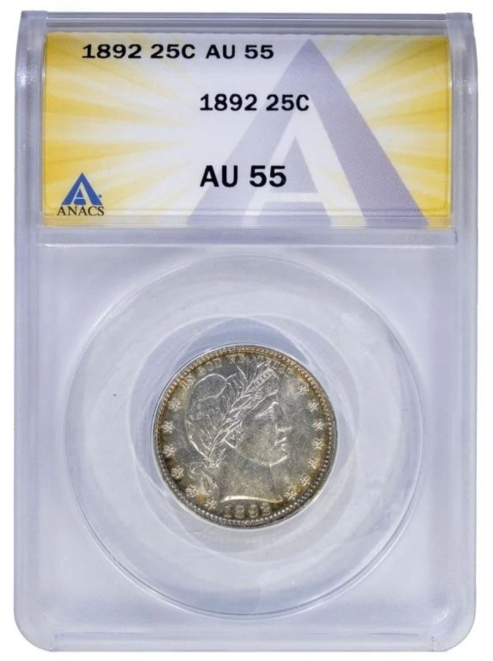 ANACS AU-55 1892 Barber Quarter
