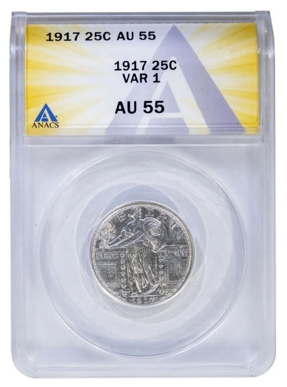 ANACS AU-55 1917 TI Standing Liberty Quarter