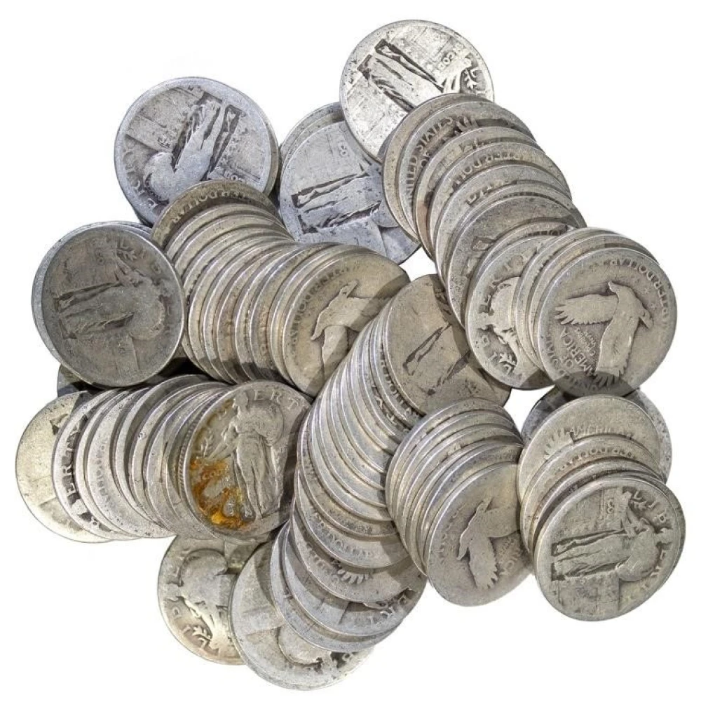77 Pieces Of Well Worn Standing Liberty Quarters