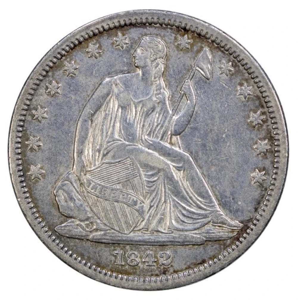 EF-45 Details 1842 Small Date Half Dollar