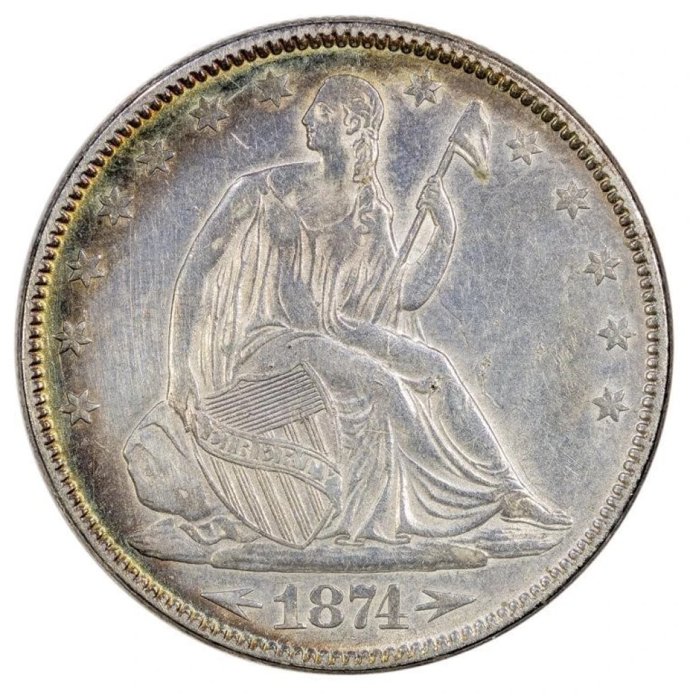 AU-50 Details 1874 Arrows Half Dollar