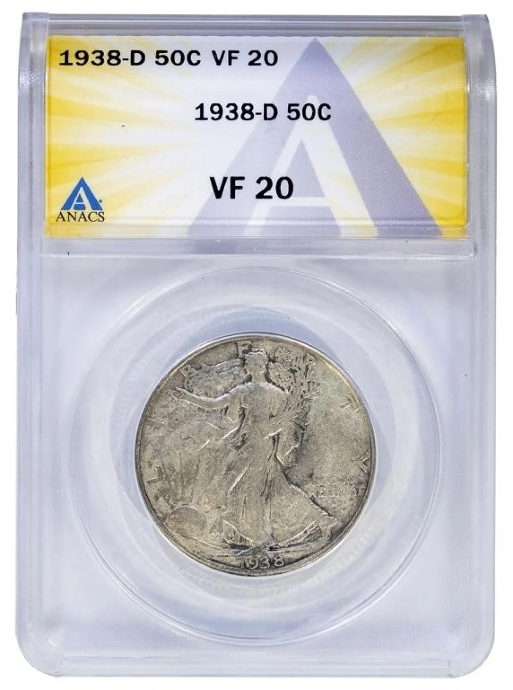 ANACS VF-20 1938-D Walking Liberty Half