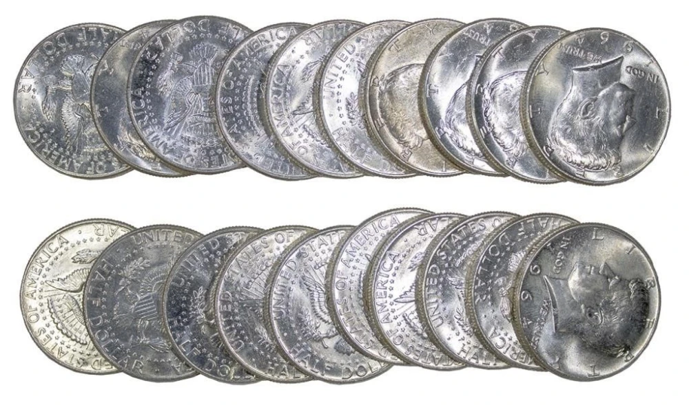 Roll of BU 1964 Kennedy Half Dollars