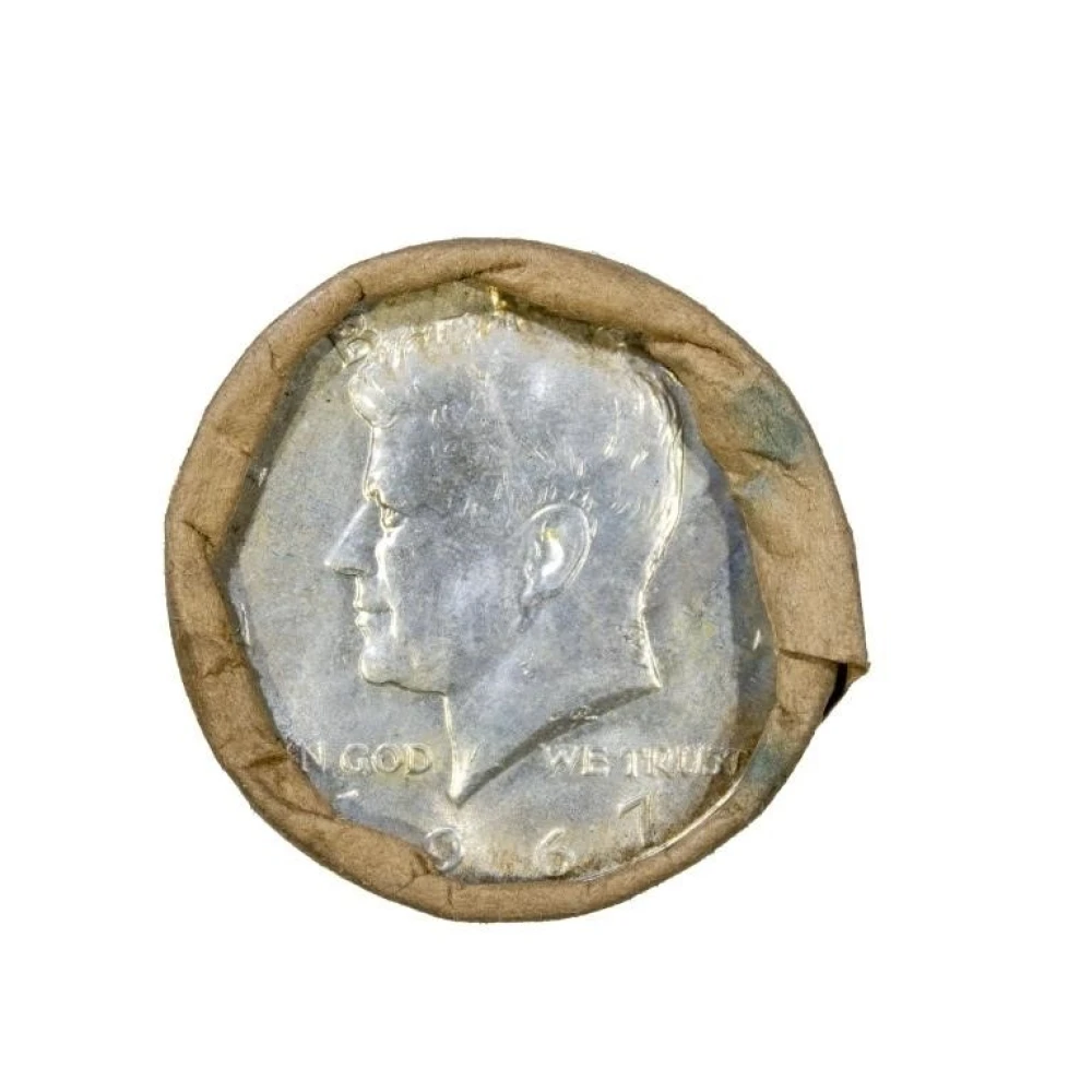 Bank Wrapped Roll of 1967 Kennedy Half Dollars