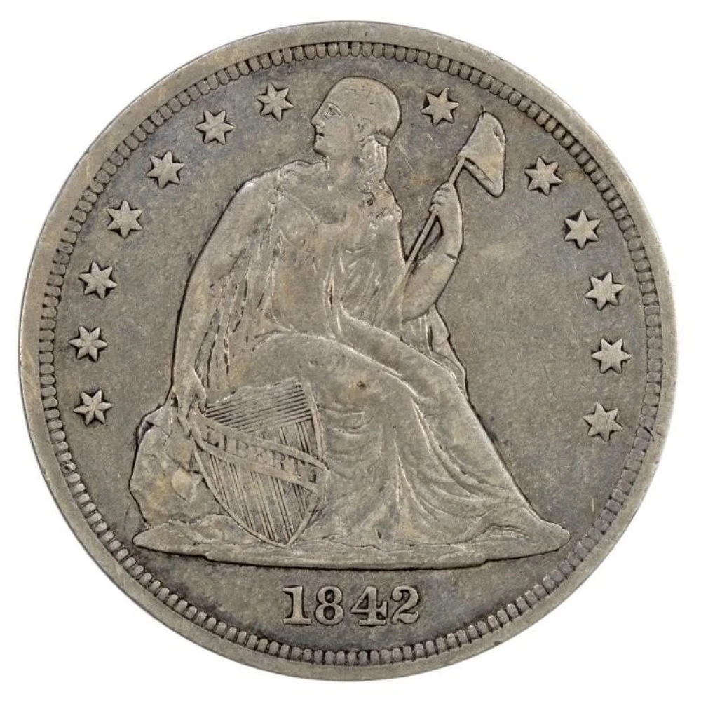 EF-40 Details 1842 Seated Dollar