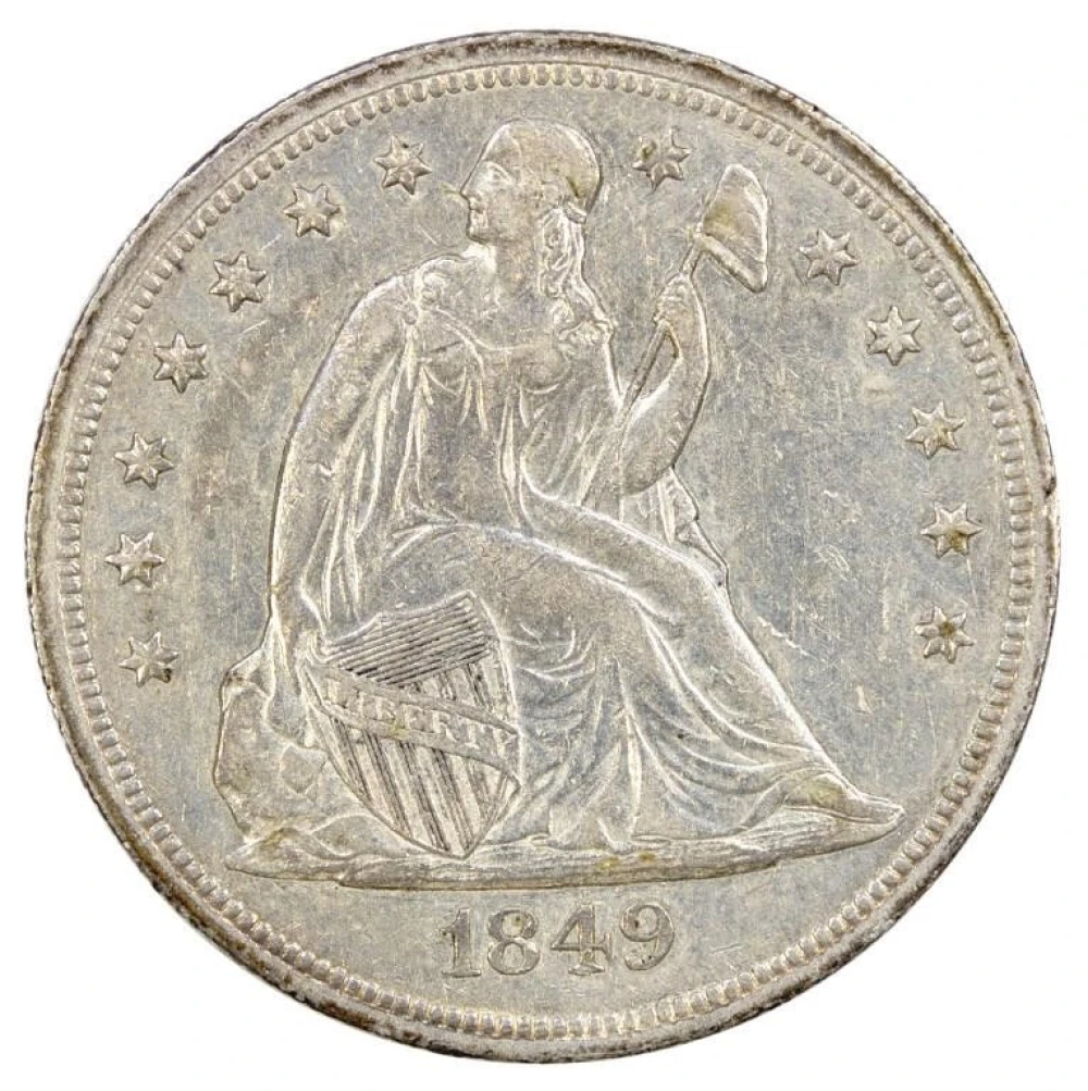 AU-50 1849 Seated Dollar