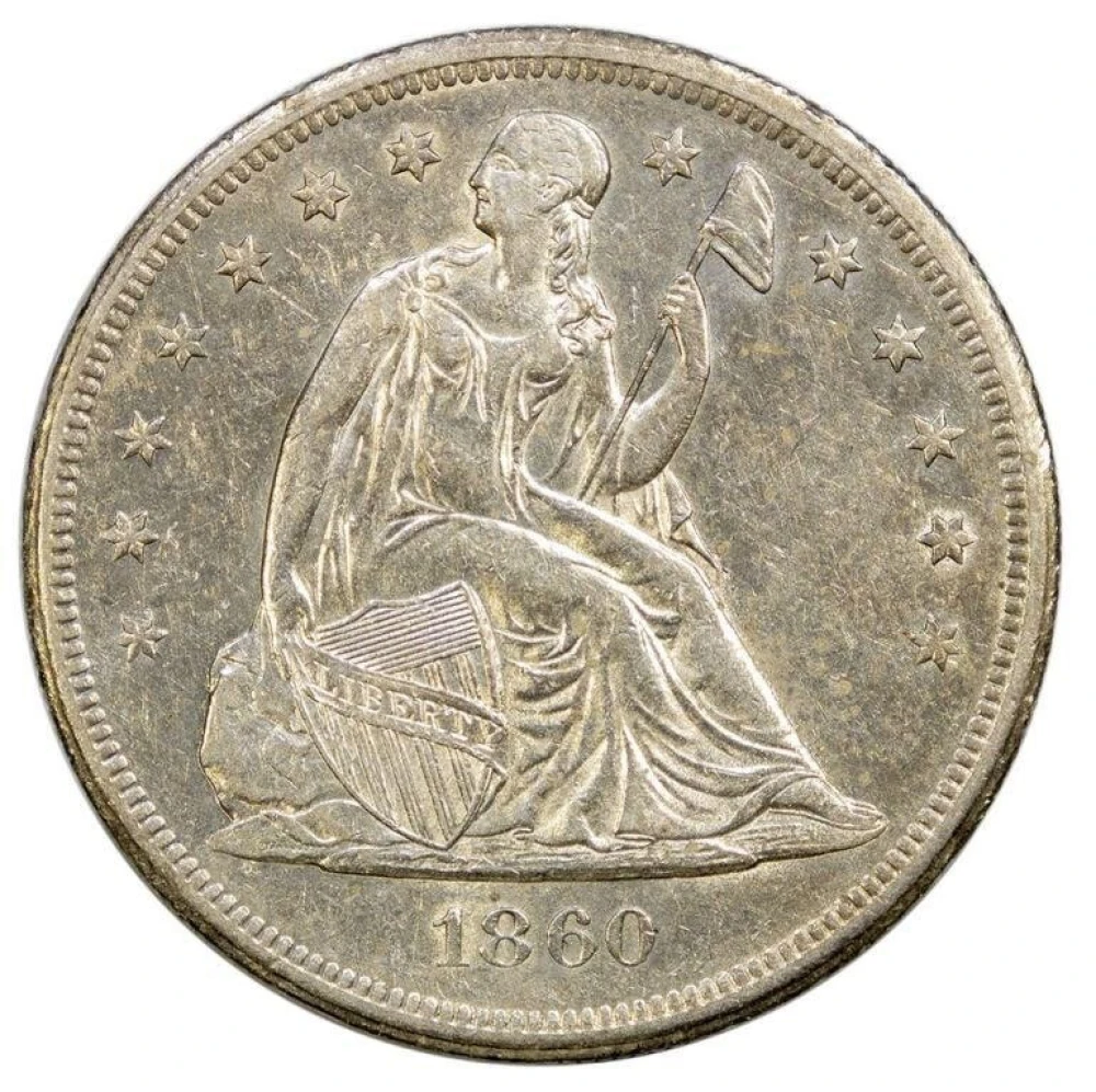 AU-58 1860-O Seated Dollar