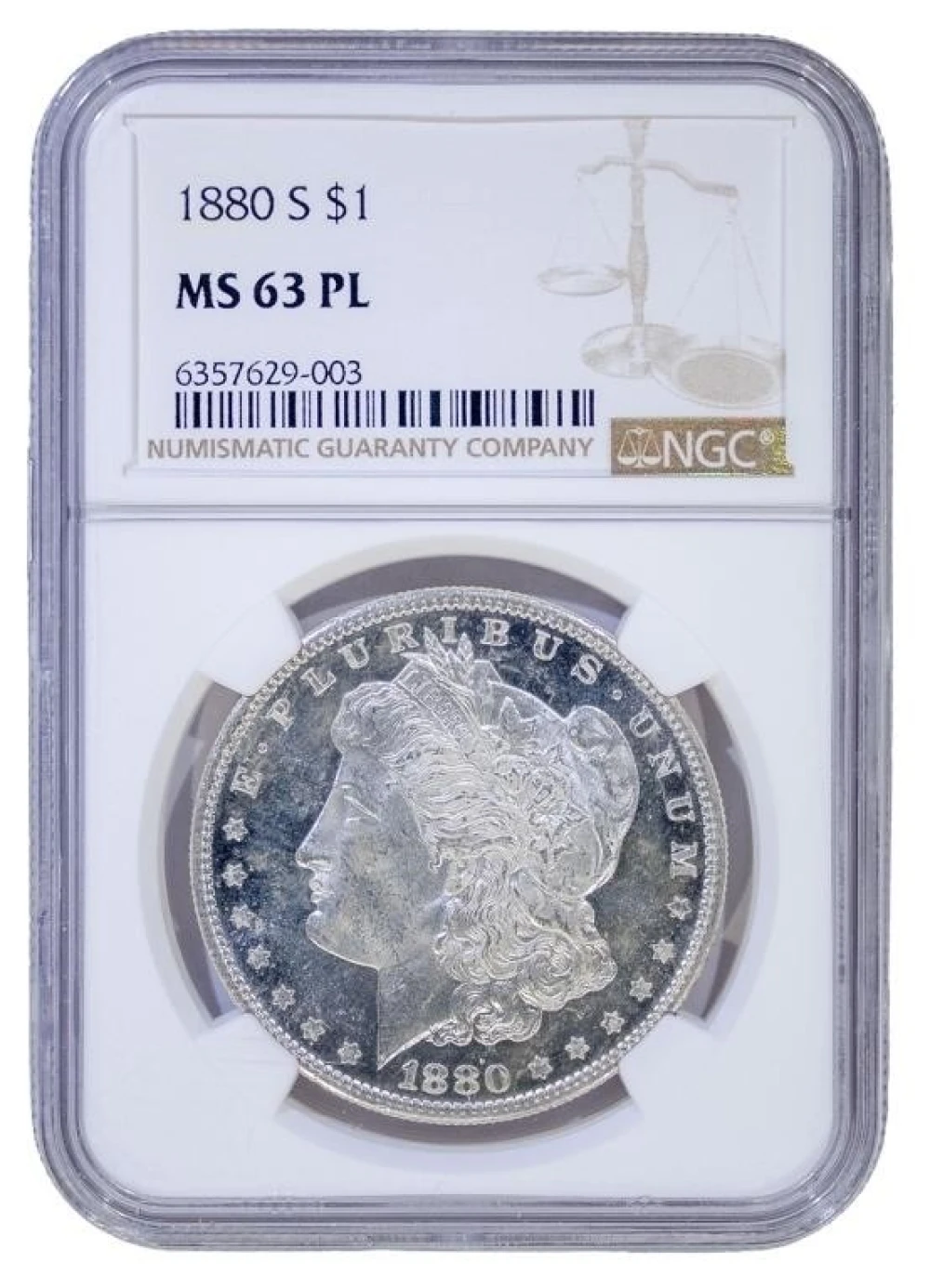 NGC MS-63 PL 1880-S Morgan Dollar