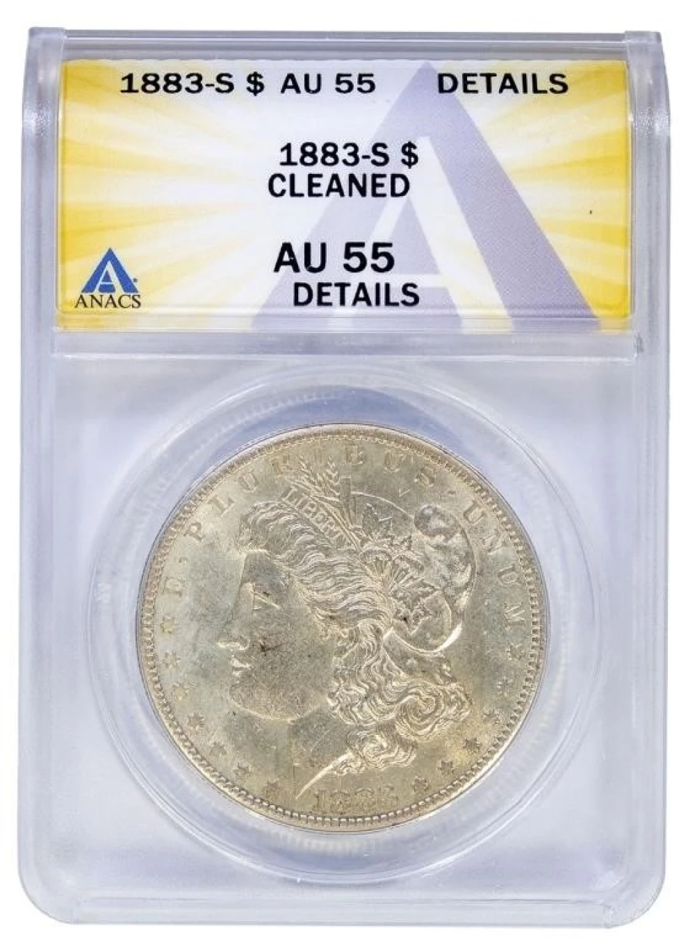PQ ANACS AU-55 Details 1883-S Morgan Dollar