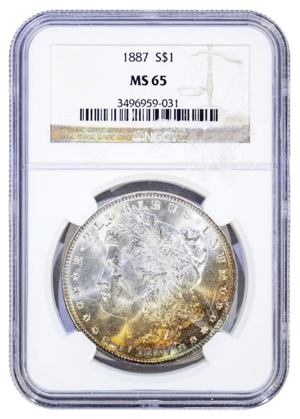Nicely Toned NGC MS-65 1887 Morgan Dollar