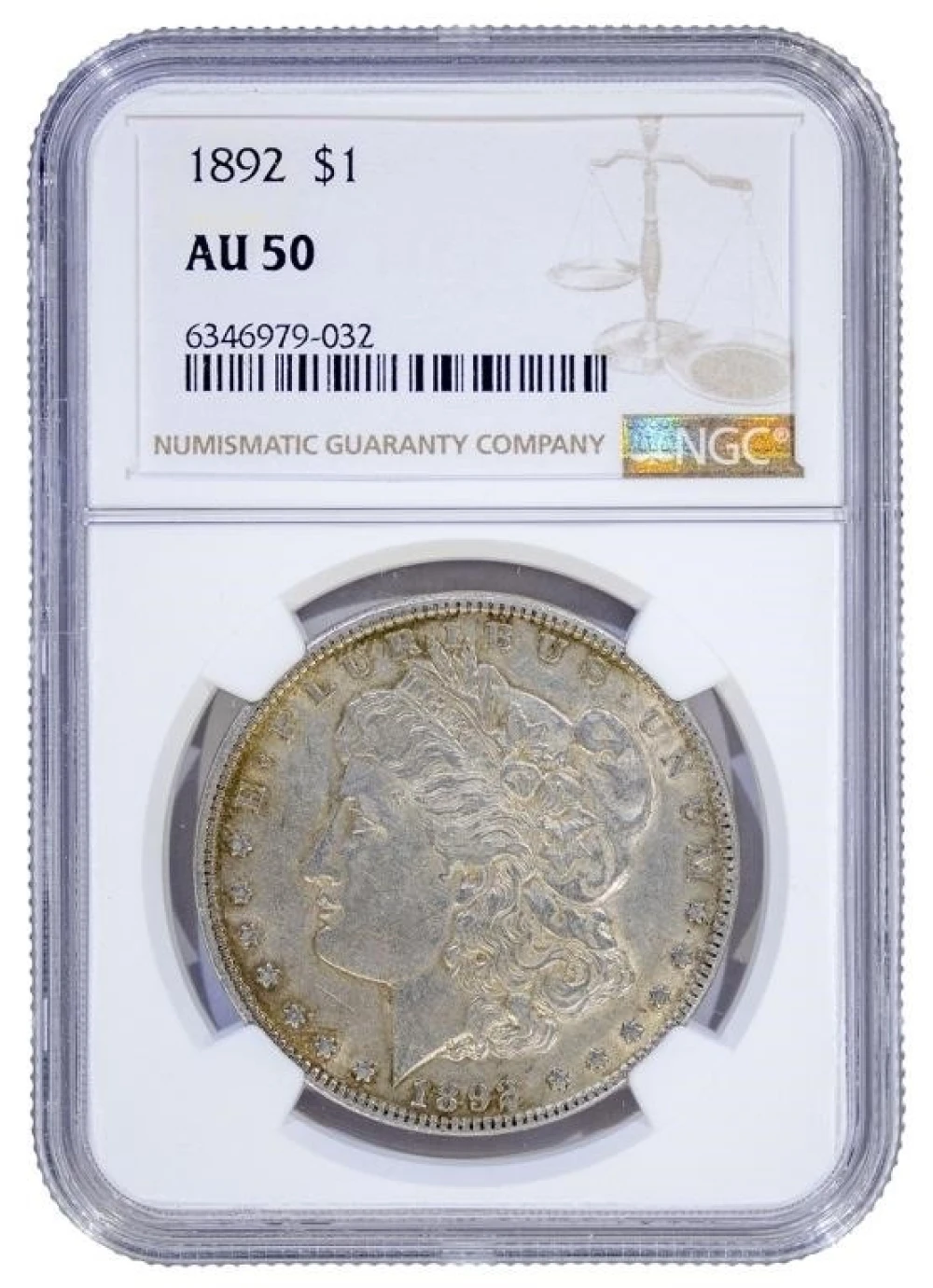 NGC AU-50 1892 Morgan Dollar