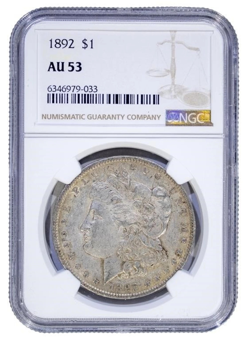 NGC AU-53 1892 Morgan Dollar