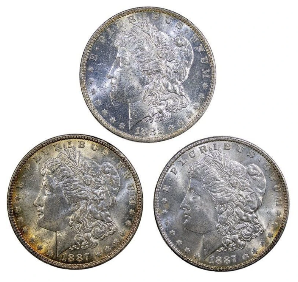 Three BU Morgan Dollars