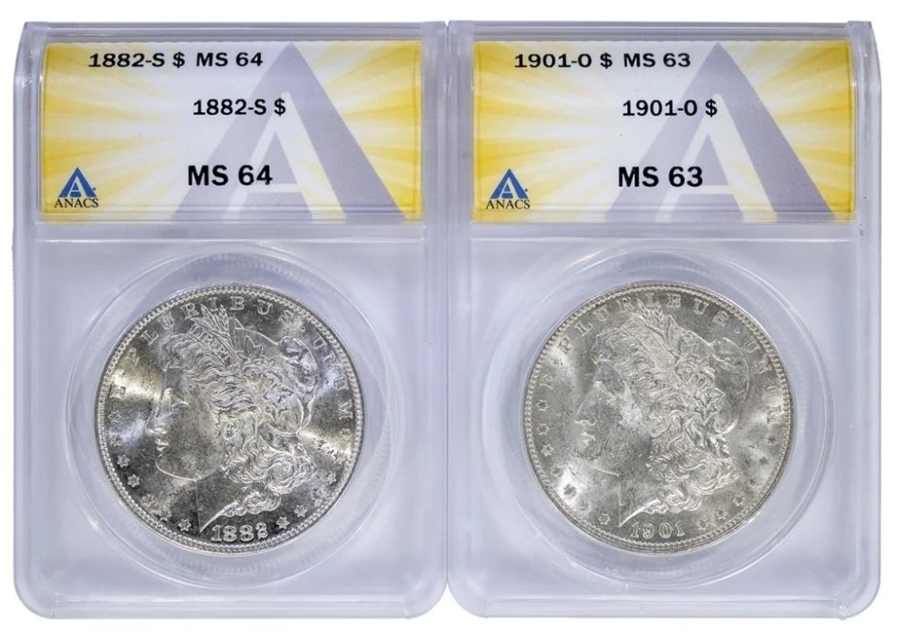 ANACS Certified Morgan Dollar Duo