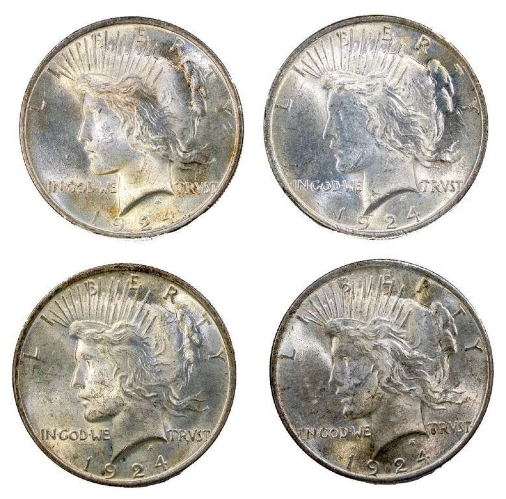 4 Piece Lot of Mint State 1924 Peace $1