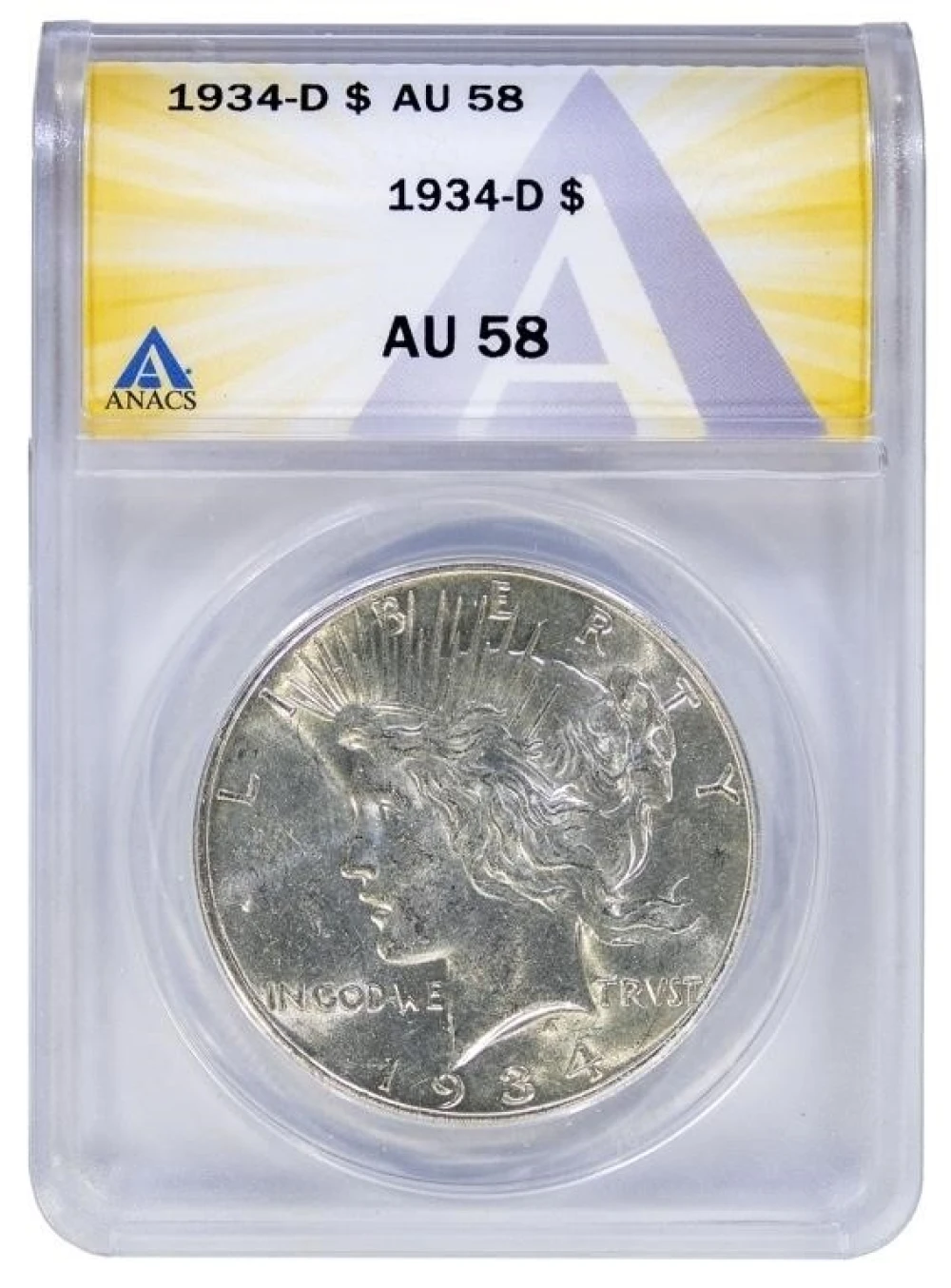 ANACS AU-58 1934-D Peace $1