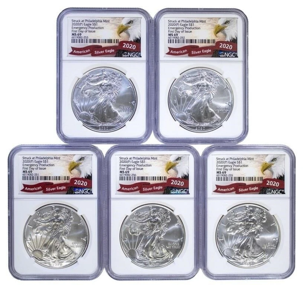 5 pcs NGC MS-69 2020 Emergency Silver Eagles