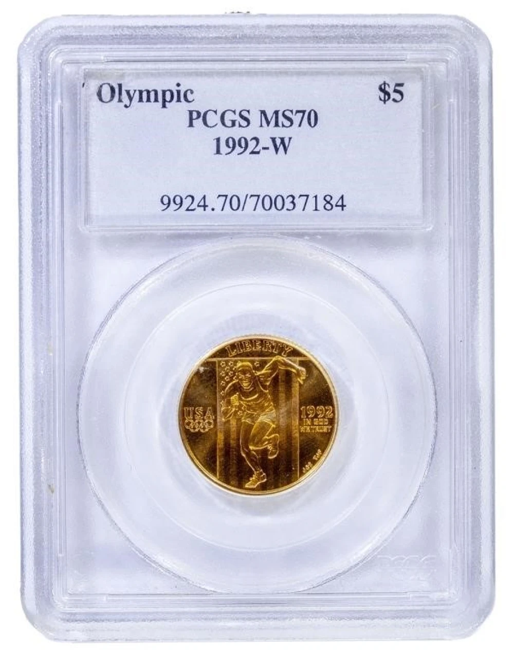 PCGS MS-70 1992-W Olympic $5 Gold