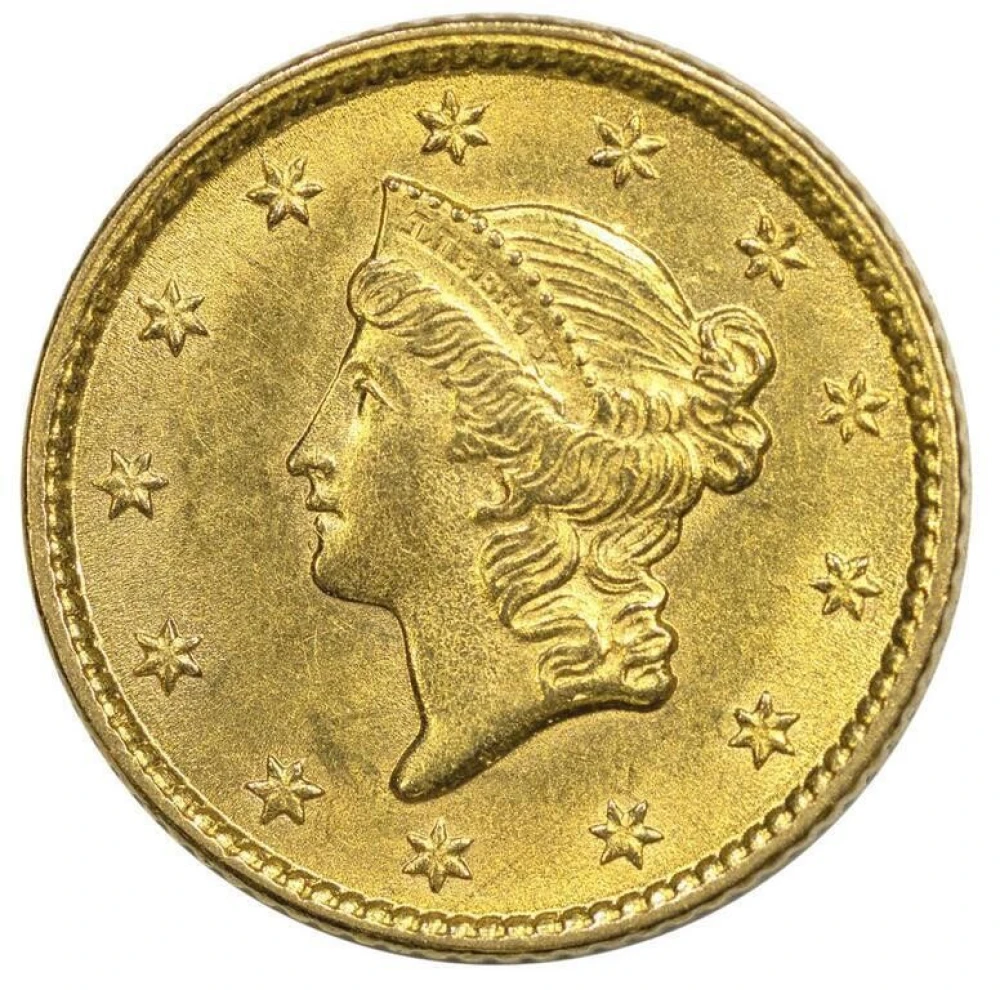 MS-60 or Finer 1853 Gold $1
